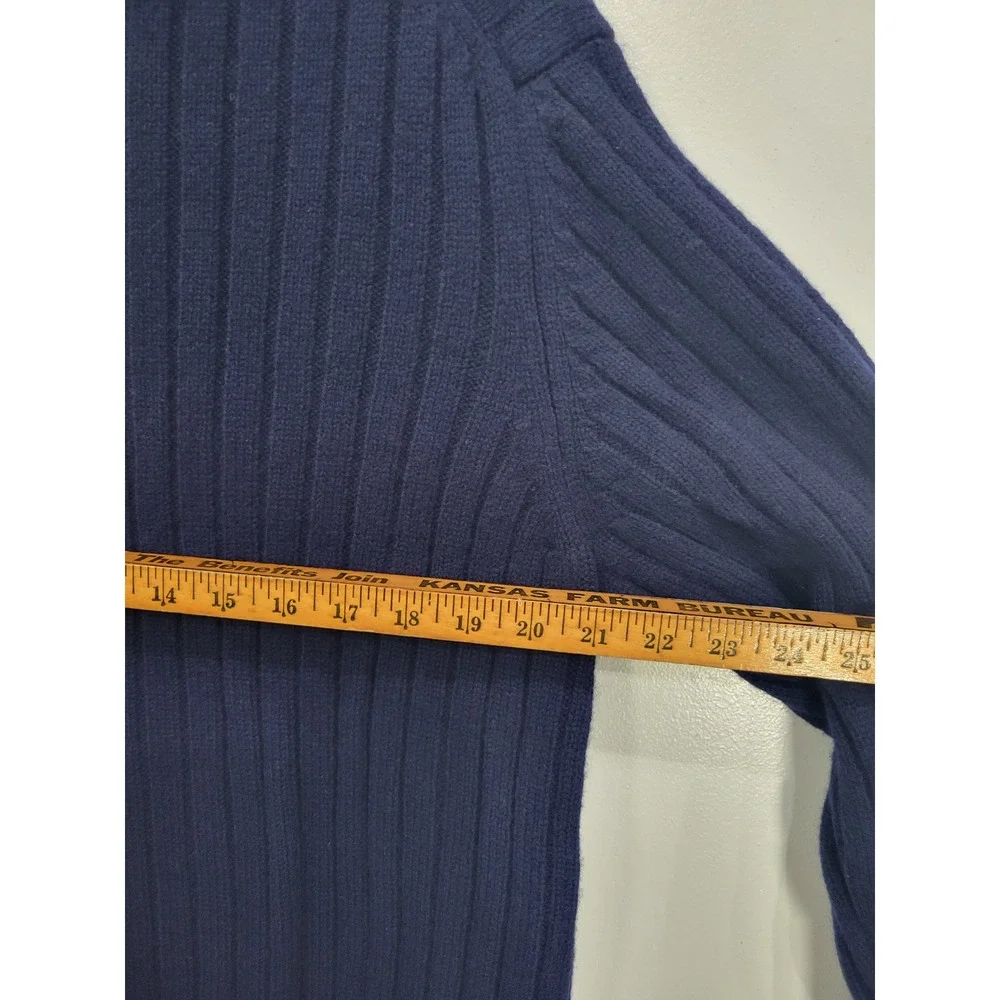 Vintage GAP Mens Lambswool Ribbed Knit Crew Neck Sweater Navy Blue‎ Large